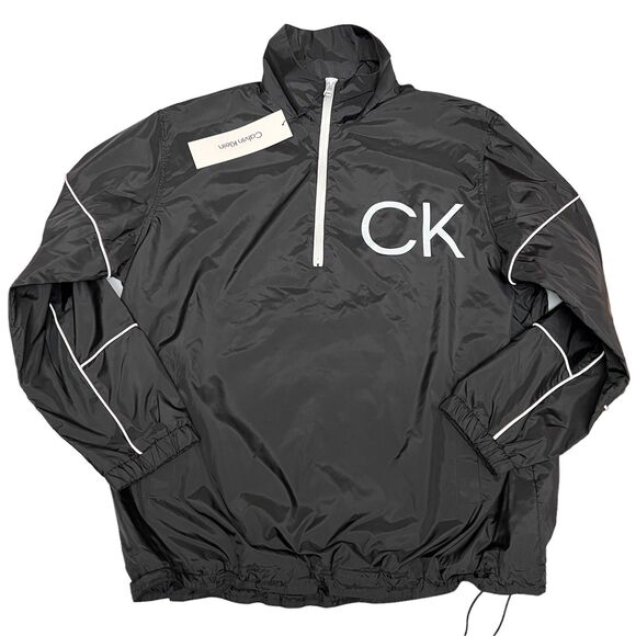 Calvin Klein Jacket Mens S Black Lightweight Windbreaker Pullover 1/4 Activewear - Picture 2 of 14